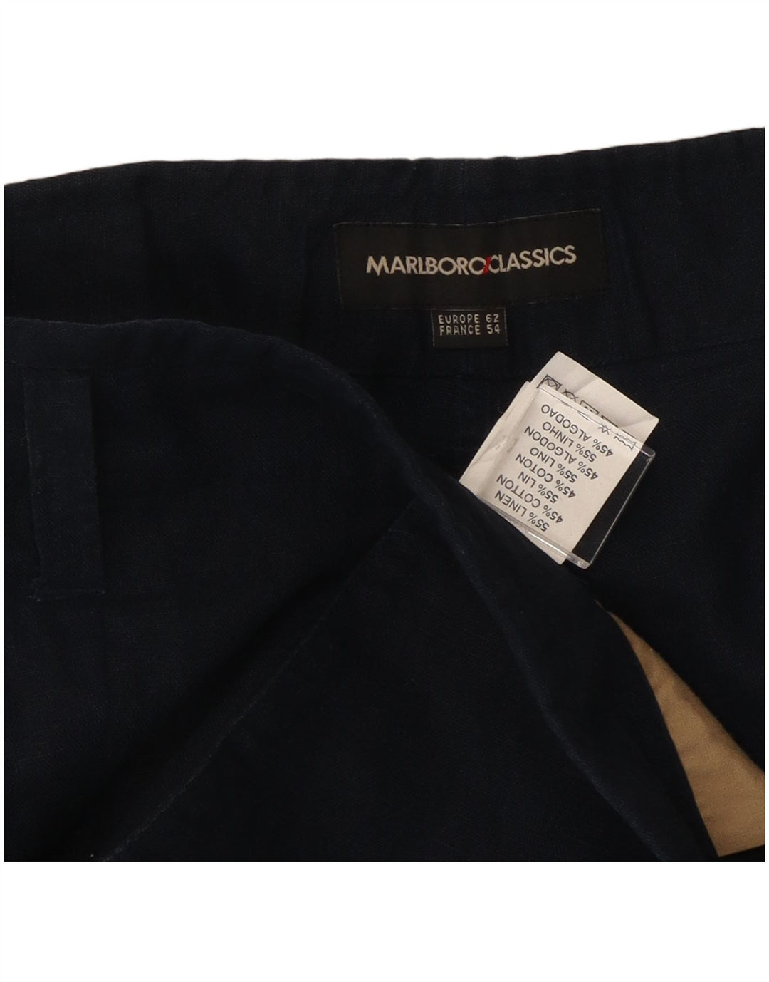 Marlboro Classics Mens Cargo Shorts IT 54 2XL W42  Navy Blue Linen