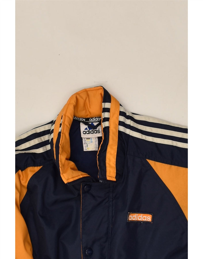 ADIDAS Boys Graphic Windbreaker Coat 9-10 Years Navy Blue Colourblock | Vintage Adidas | Thrift | Second-Hand Adidas | Used Clothing | Messina Hembry 