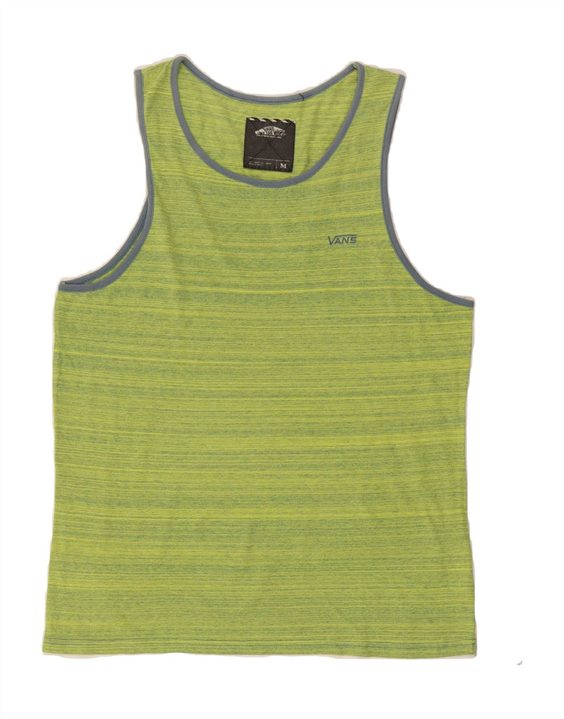 VANS Mens Vest Top Medium Green Striped Cotton Vintage Vans and Second-Hand Vans from Messina Hembry 