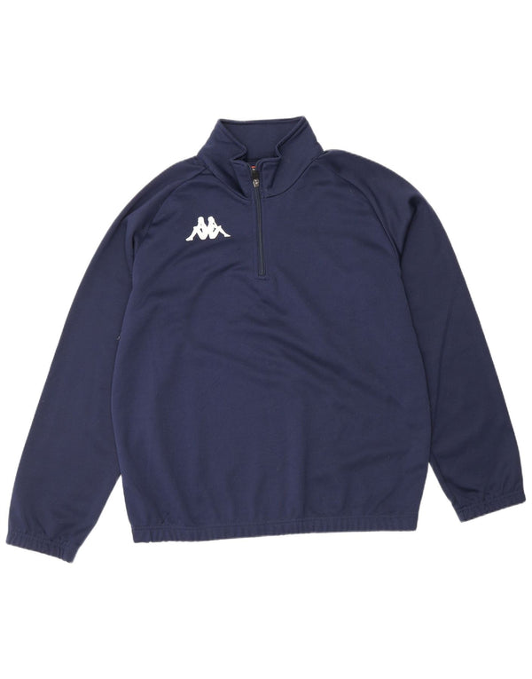 Kappa Mens Zip Neck Sweatshirt Jumper Medium Navy Blue Polyester