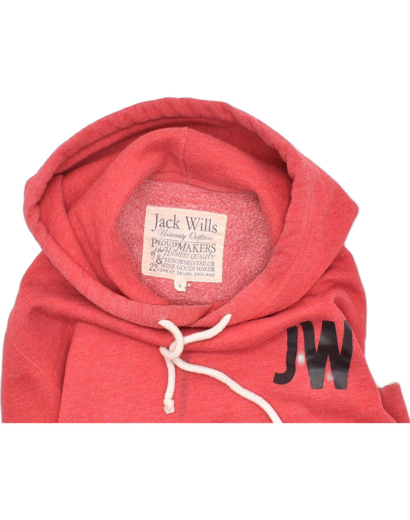 JACK WILLS Mens Graphic Hoodie Jumper Small Red Cotton | Vintage | Thrift | Second-Hand | Used Clothing | Messina Hembry 