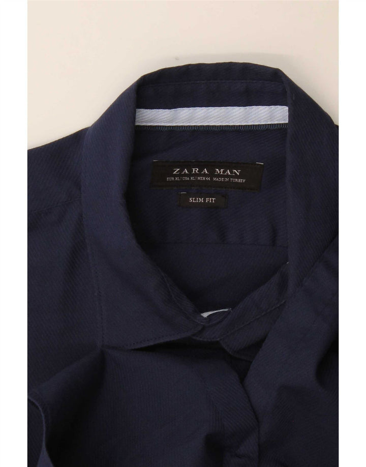 Zara Mens Slim Fit Shirt XL Navy Blue
