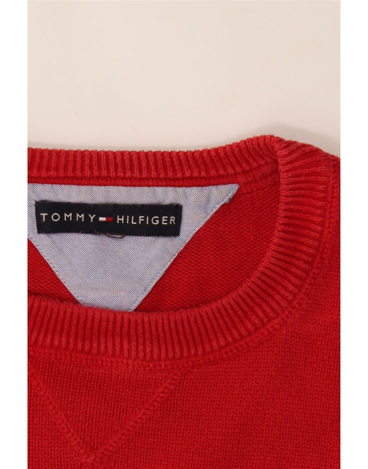 TOMMY HILFIGER Mens Crew Neck Jumper Sweater Large Red Cotton Vintage Tommy Hilfiger and Second-Hand Tommy Hilfiger from Messina Hembry 
