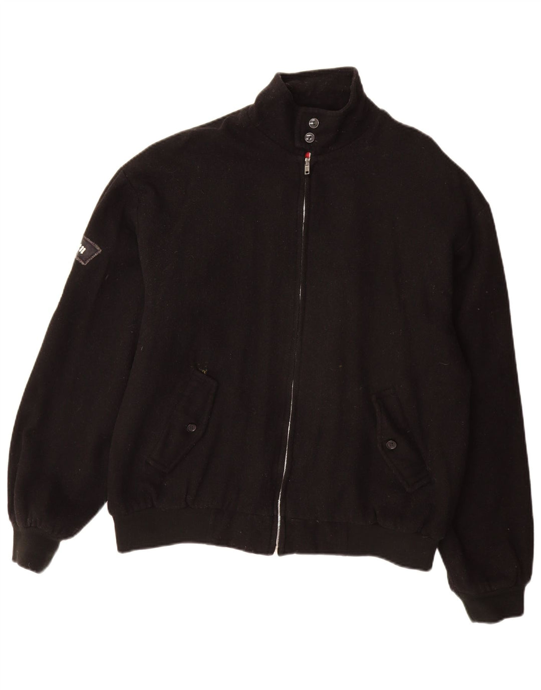 Vintage Mens Bomber Jacket UK 40 Large Black Wool