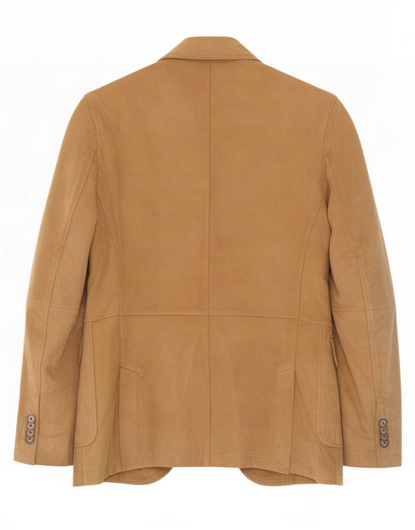 Massimo Dutti Mens 2 Button Suede Blazer Jacket UK 38 Medium Beige Leather