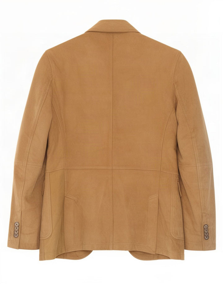 Massimo Dutti Mens 2 Button Suede Blazer Jacket UK 38 Medium Beige Leather