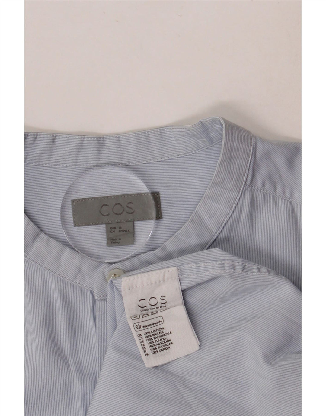 COS Mens Shirt Size 38 Small Blue Pinstripe Cotton