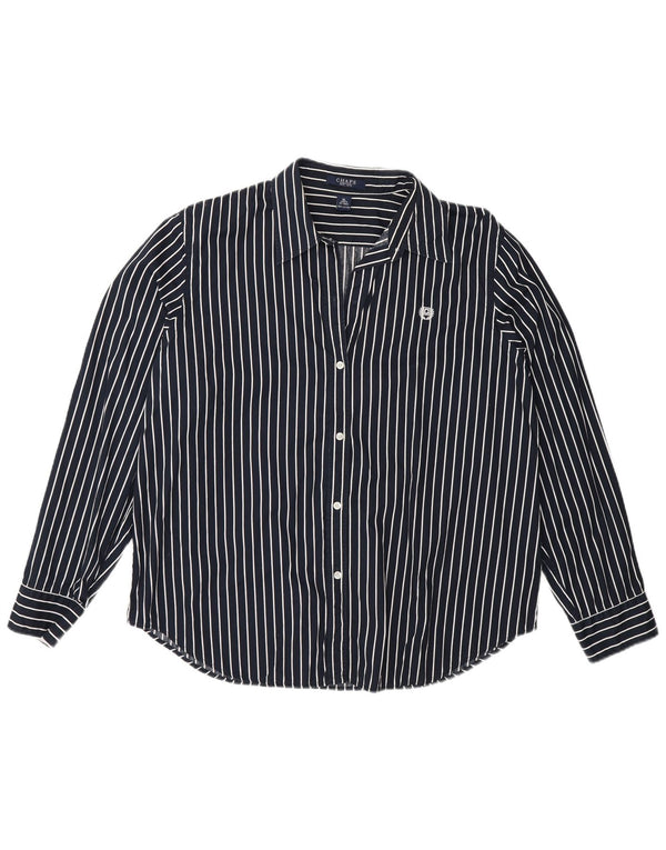Chaps Womens Shirt UK 18 XL Navy Blue Striped Cotton