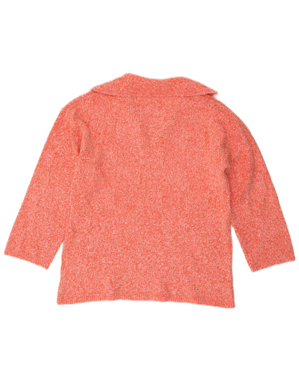 Zara Womens Oversized Polo Neck Jumper Sweater UK 10 Small Orange Flecked