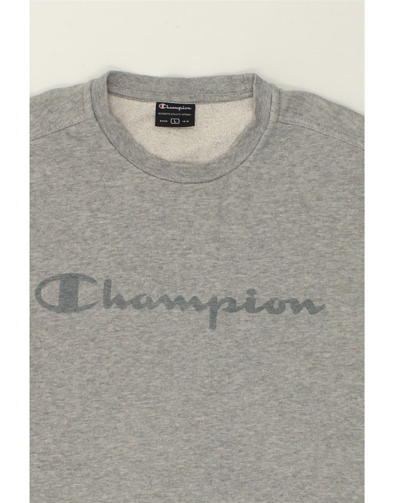 CHAMPION Mens Graphic Sweatshirt Jumper Large Grey Cotton | Vintage Champion | Thrift | Second-Hand Champion | Used Clothing | Messina Hembry 