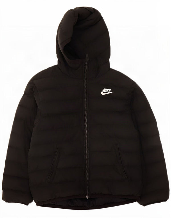 Nike Boys Hooded Padded Jacket 10-11 Years Medium Black Polyester