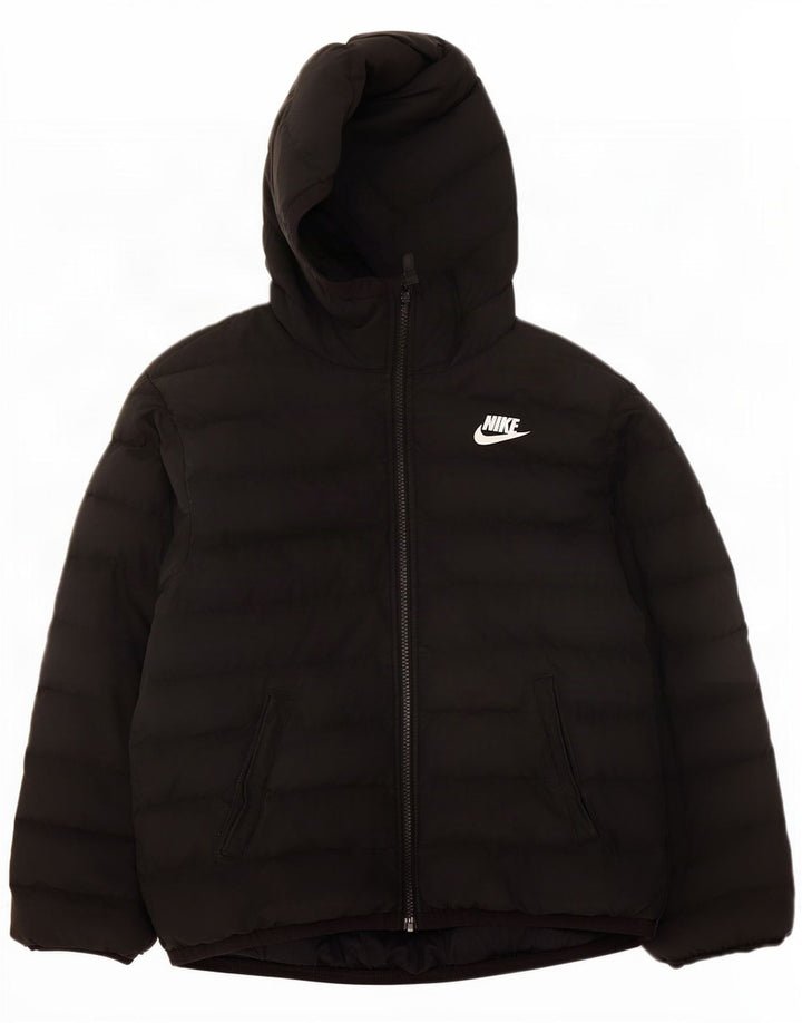 Nike Boys Hooded Padded Jacket 10-11 Years Medium Black Polyester