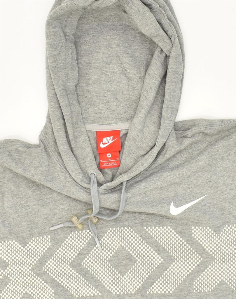 NIKE Womens Short Sleeve Hoodie Jumper UK 14 Medium Grey Cotton | Vintage Nike | Thrift | Second-Hand Nike | Used Clothing | Messina Hembry 