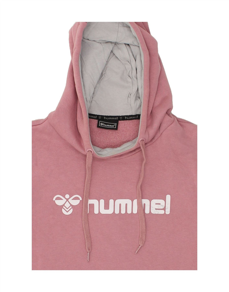 HUMMEL Womens Graphic Hoodie Jumper UK 10 Small Pink Cotton | Vintage Hummel | Thrift | Second-Hand Hummel | Used Clothing | Messina Hembry 