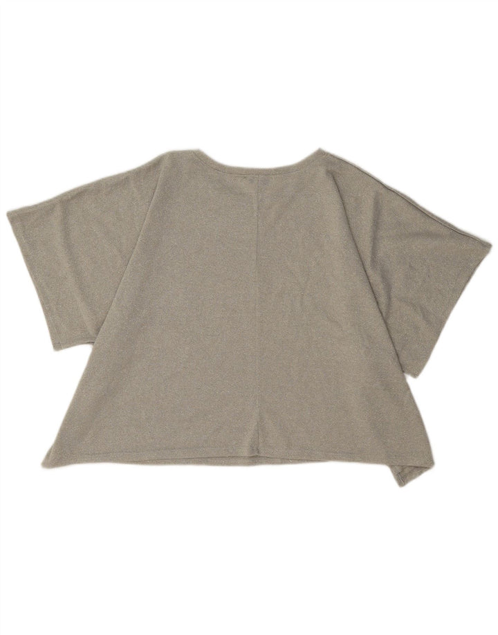 Zara Womens Crop Oversized Blouse Top UK 14 Medium Beige Flecked