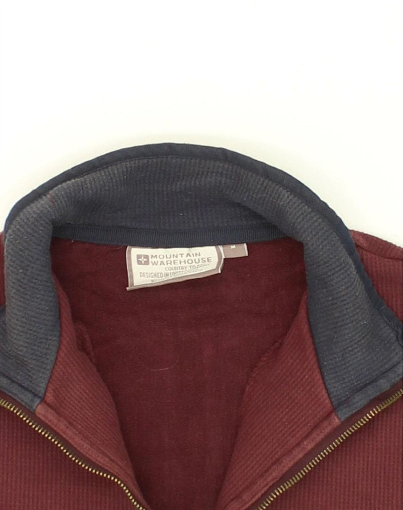 MOUNTAIN WAREHOUSE Mens Zip Neck Sweatshirt Jumper Medium Burgundy Cotton | Vintage Mountain Warehouse | Thrift | Second-Hand Mountain Warehouse | Used Clothing | Messina Hembry 