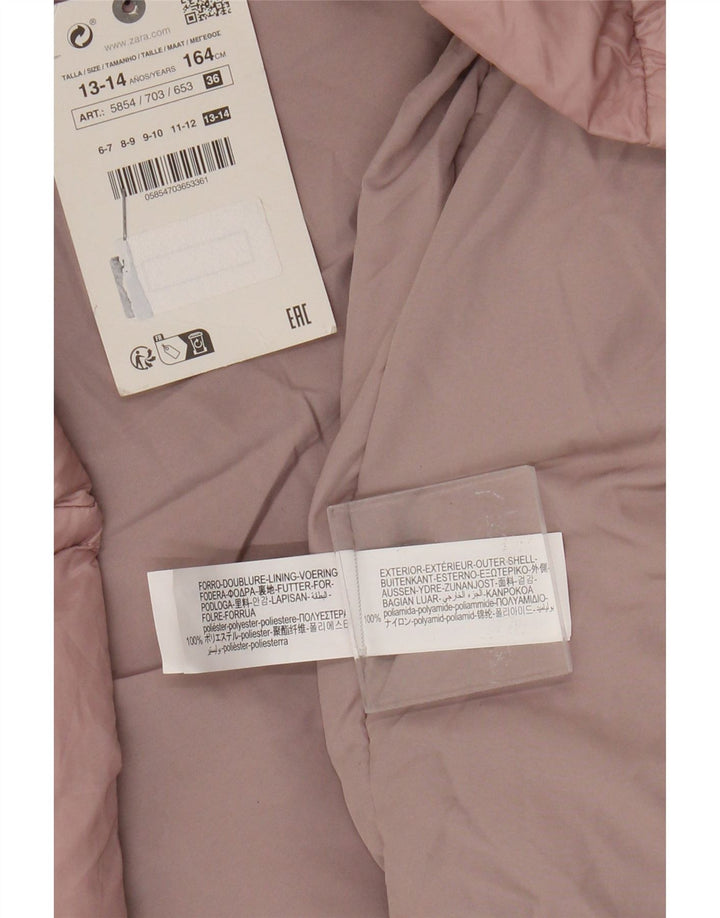 Zara Girls Padded Gilet 13-14 Years Pink Polyamide
