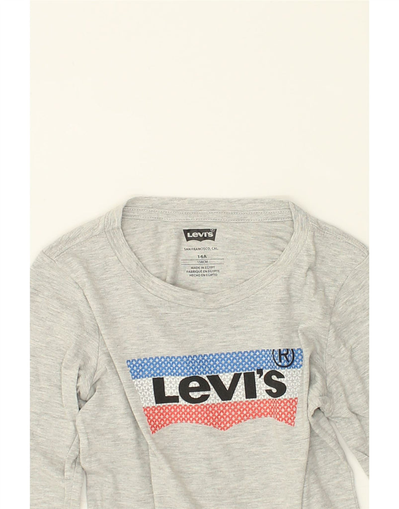 LEVI'S Girls Graphic Top Long Sleeve 13-14 Years Grey | Vintage Levi's | Thrift | Second-Hand Levi's | Used Clothing | Messina Hembry 