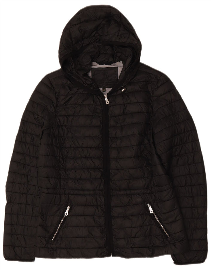 Massimo Dutti Womens Hooded Padded Jacket UK 14 Medium Black