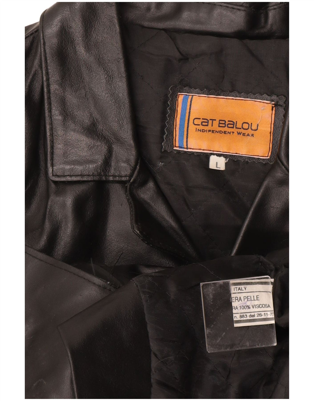 Catbalou Mens Leather Coat UK 40 Large Black Leather
