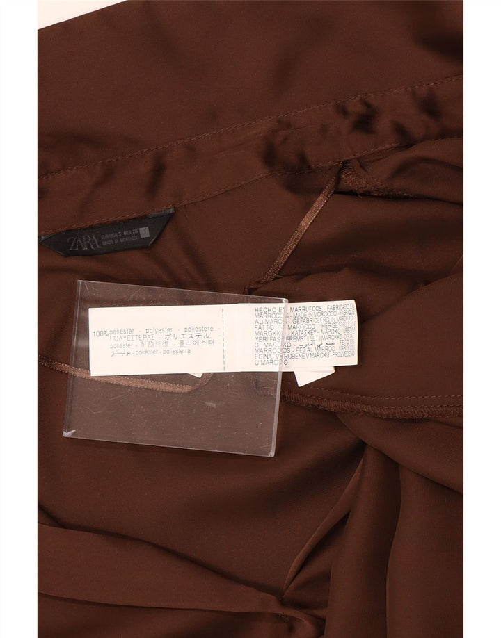 ZARA Womens Oversized Shirt Blouse UK 10 Small Brown Polyester