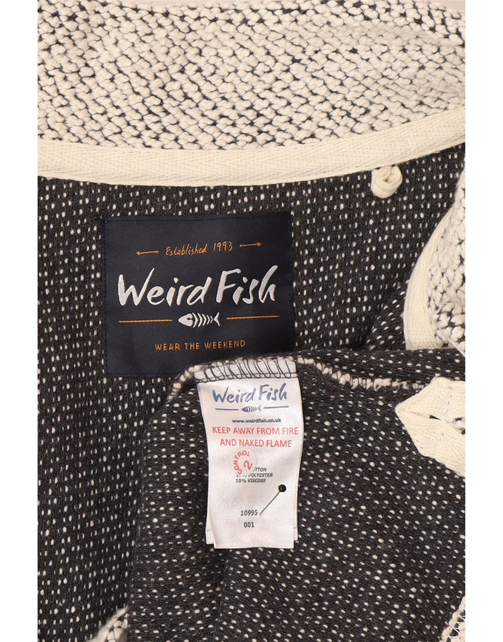 Weird Fish Mens Zip Neck Sweatshirt Jumper Medium Off White Flecked Cotton