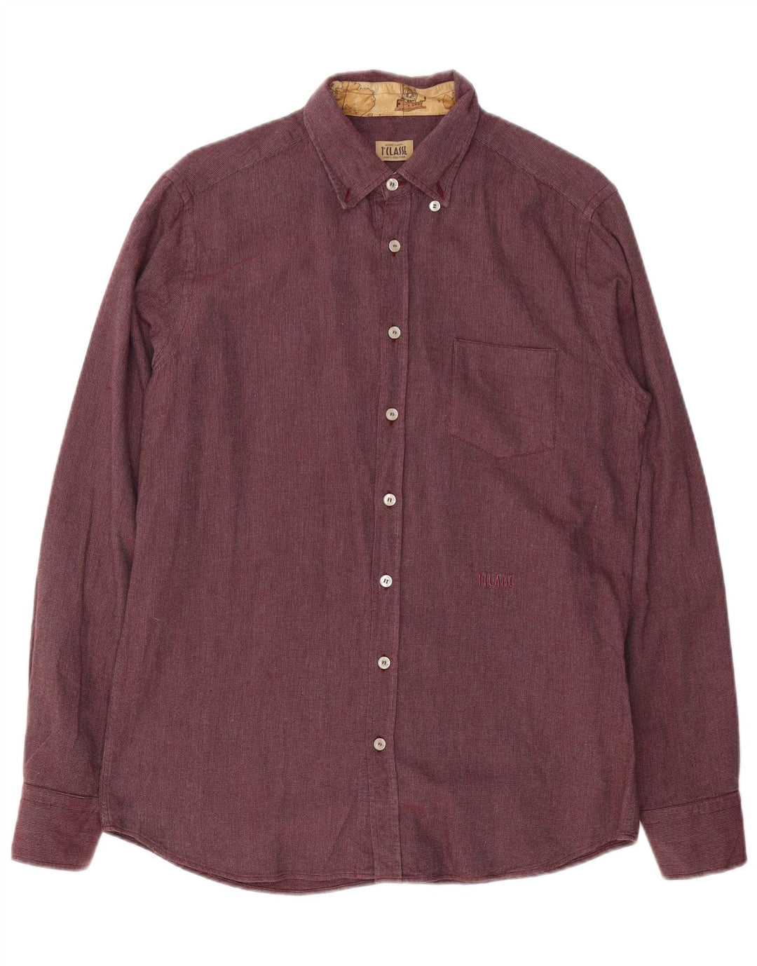 ALVIERO MARTINI Mens Shirt Medium Burgundy