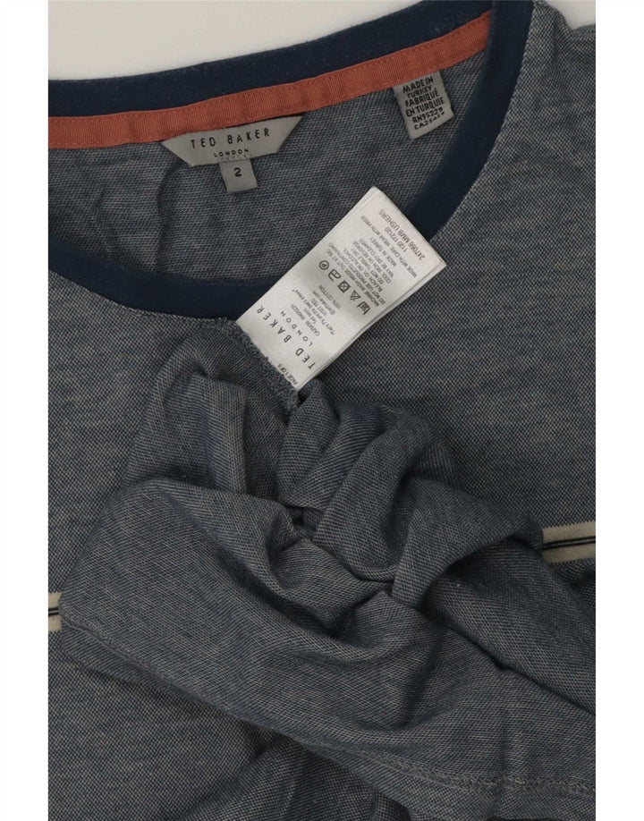 Ted Baker Mens T-Shirt Top Size 2 Small Blue Striped Cotton