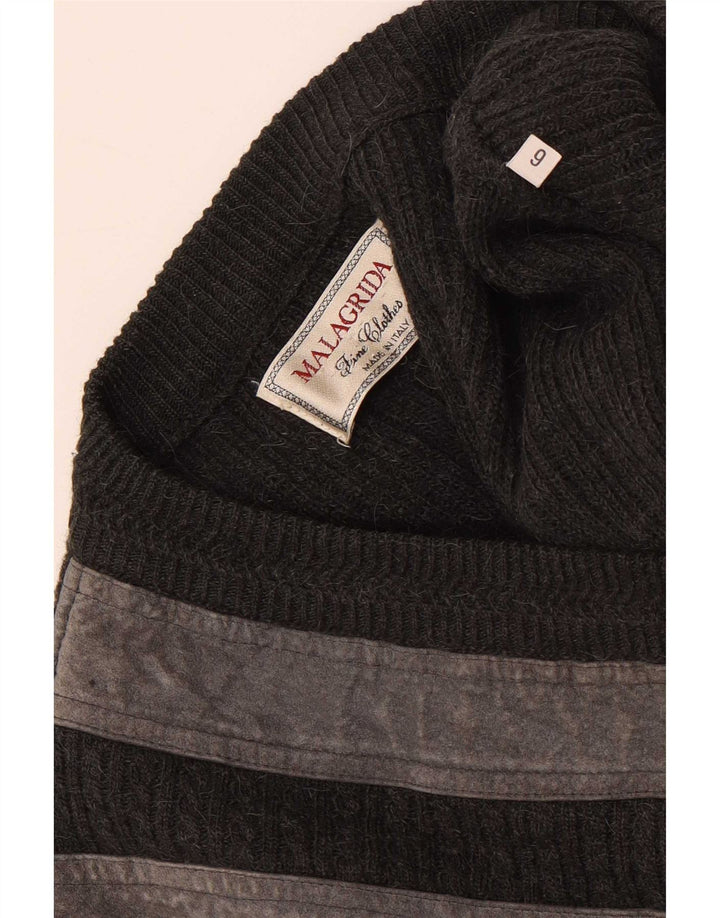 Malagrida Mens V-Neck Jumper Sweater XL Grey Striped
