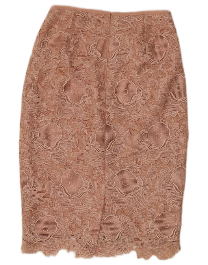 Ted Baker Womens Midi Pencil Skirt Size 2 Small W26  Pink Floral Polyester