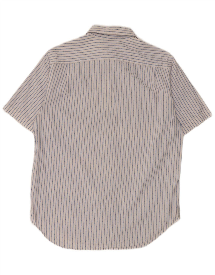 Gap Mens Short Sleeve Relaxed Fit Shirt Medium White Striped Cotton