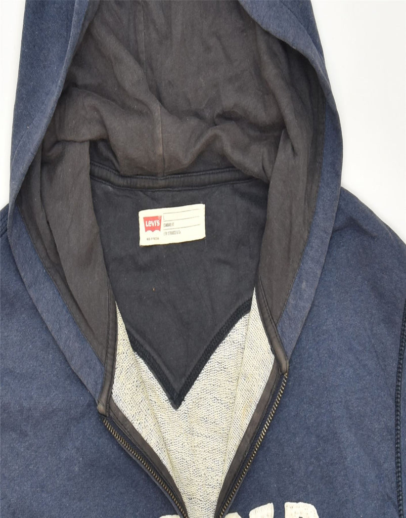 LEVI'S Mens Graphic Zip Hoodie Sweater Large Blue Cotton | Vintage | Thrift | Second-Hand | Used Clothing | Messina Hembry 