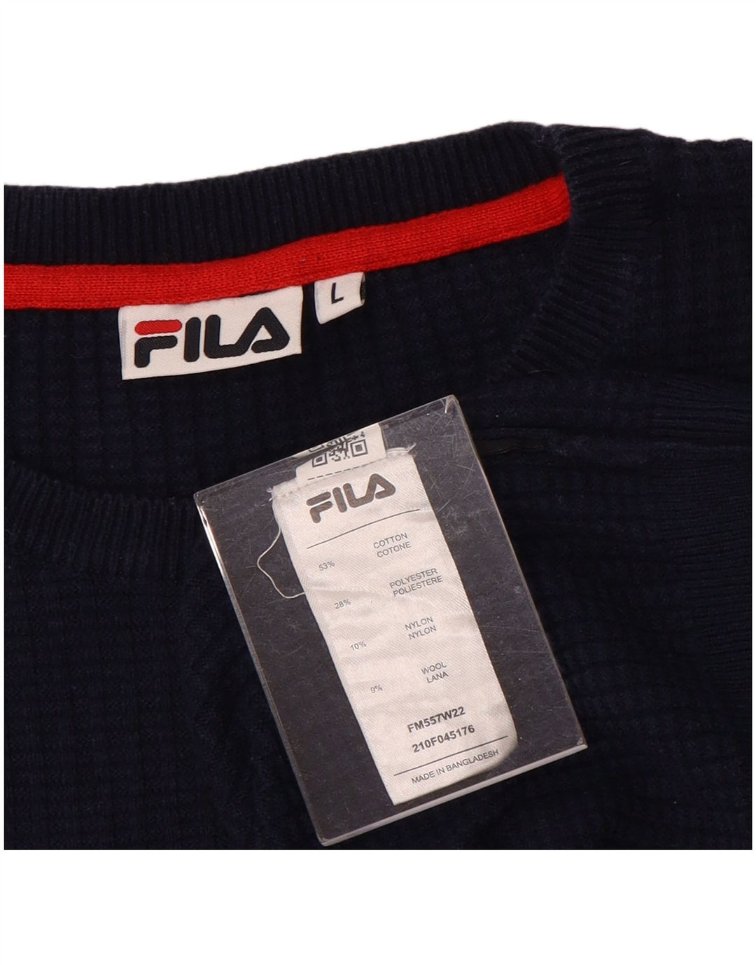 FILA Mens Crew Neck Jumper Sweater Large Navy Blue Cotton