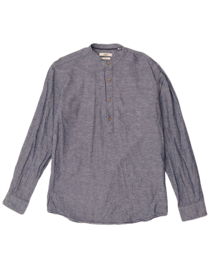 Jack & Jones Mens Premium Slim Pullover Shirt Medium Navy Blue Flecked