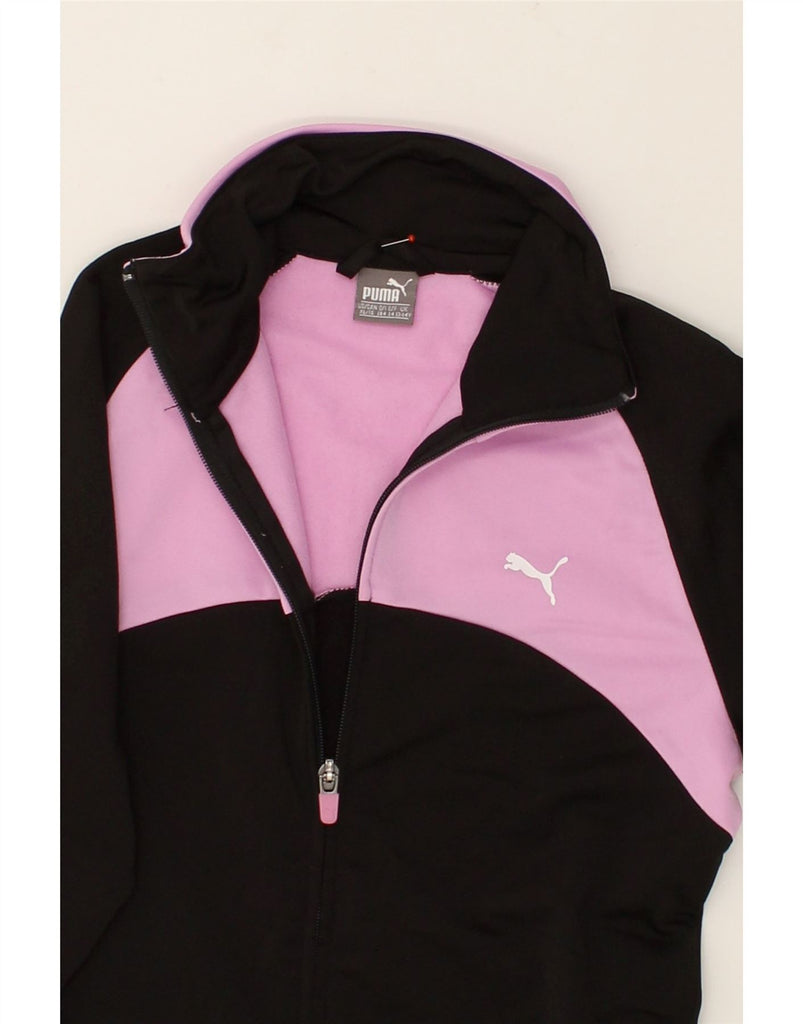 PUMA Girls Graphic Tracksuit Top Jacket 13-14 Years Black Colourblock | Vintage Puma | Thrift | Second-Hand Puma | Used Clothing | Messina Hembry 