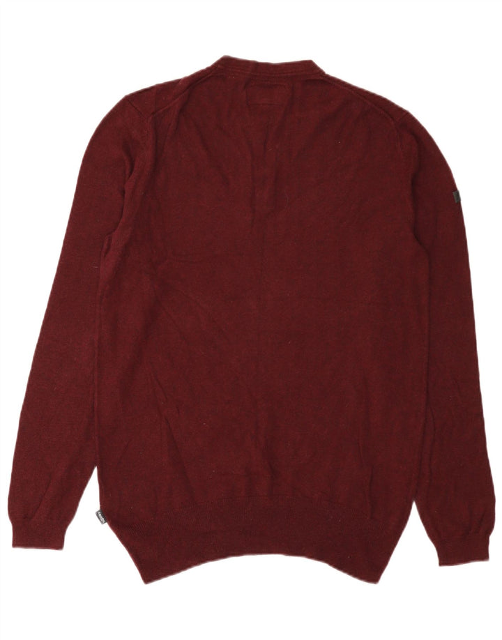 Superdry Mens Crew Neck Jumper Sweater Medium Burgundy Cotton