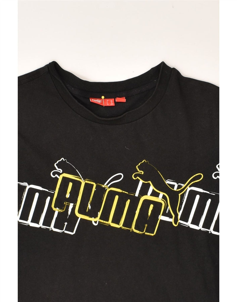 PUMA Boys Graphic T-Shirt Top 15-16 Years Black Cotton | Vintage Puma | Thrift | Second-Hand Puma | Used Clothing | Messina Hembry 