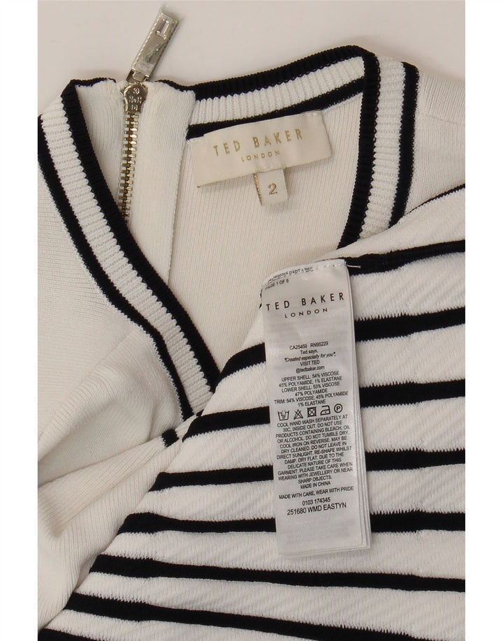 Ted Baker Womens Sleeveless Mermaid Dress Size 2 Small White Striped