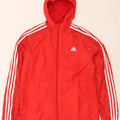 Adidas Boys Hooded Tracksuit Top Jacket 15-16 Years Red Spotted Polyester