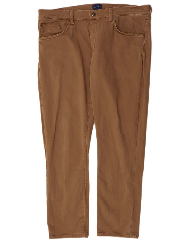GANT Mens Straight Casual Trousers W38 L29 Brown Cotton