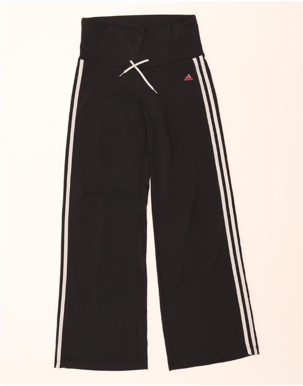 ADIDAS Womens Climalite Wide Leg Tracksuit Trousers UK 12 Medium Black