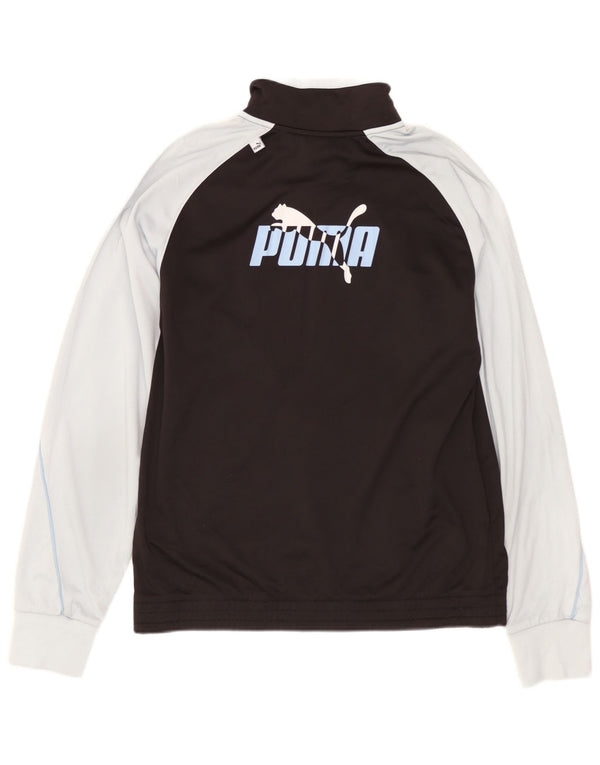 PUMA Boys Graphic Tracksuit Top Jacket 13-14 Years Black Colourblock