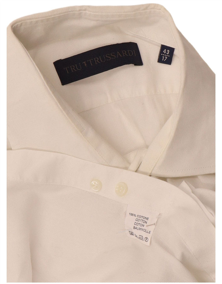 Trussardi Mens Shirt Size 17 XL White Cotton