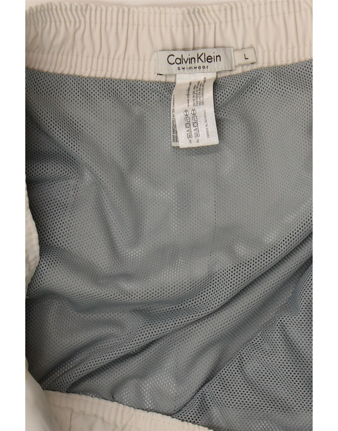 Calvin Klein Mens Graphic Swimming Shorts Large  White Polyester