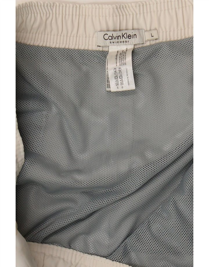 Calvin Klein Mens Graphic Swimming Shorts Large  White Polyester