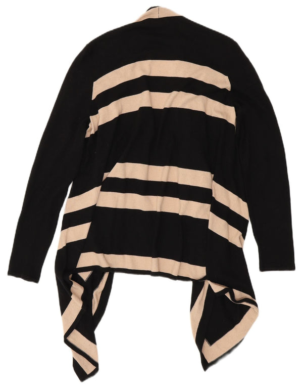 M&Co Womens Asymmetric Open Cardigan Sweater UK 12 Medium Black Striped