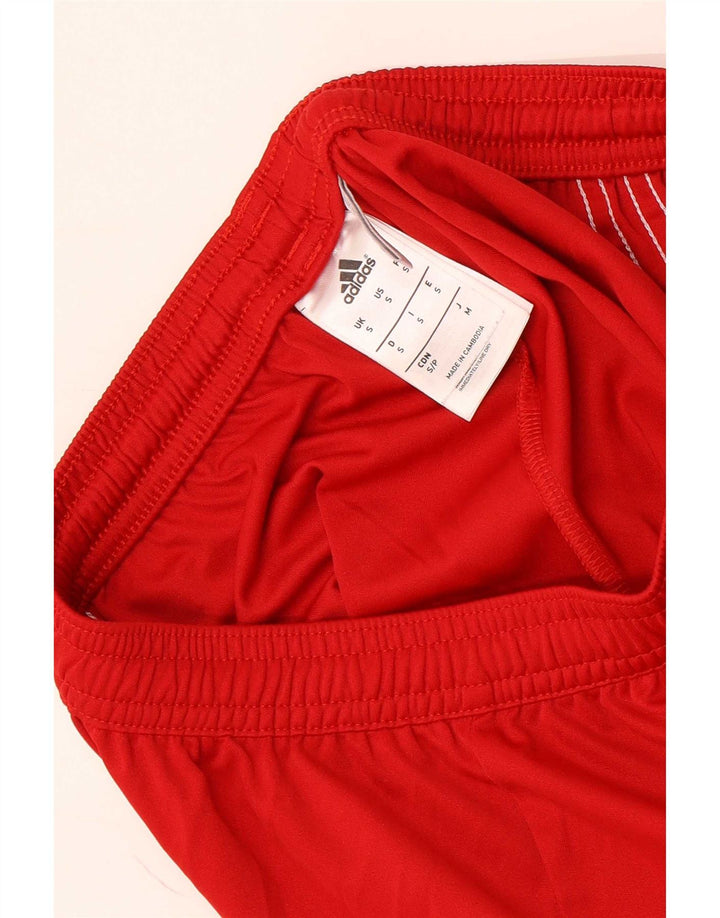 Adidas Mens Climalite Sport Shorts Small Red Colourblock Polyester