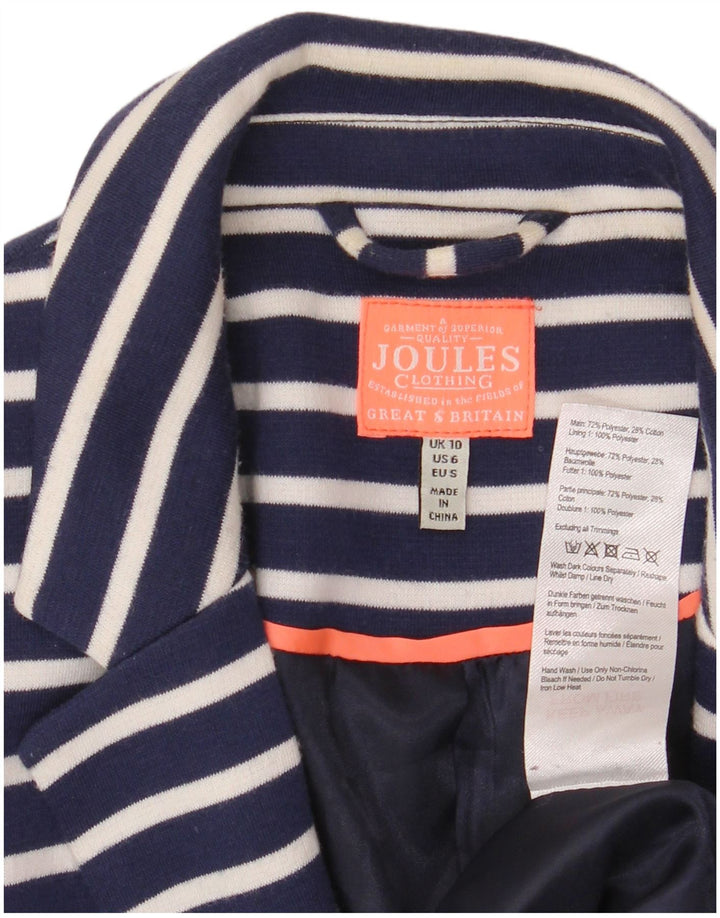 Joules Womens 1 Button Blazer Jacket UK 10 Small Navy Blue Striped
