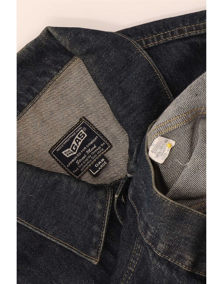 Gas Womens Denim Jacket UK 16 Large Navy Blue Cotton