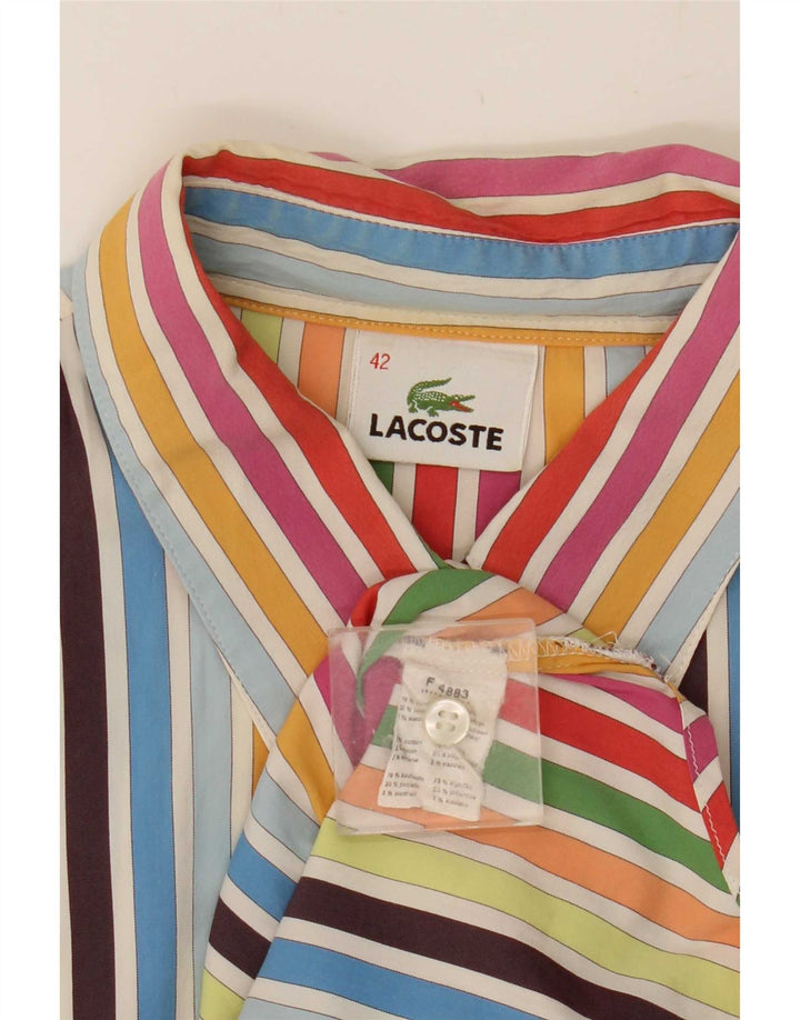 Lacoste Womens Shirt Size 42 Medium Multicoloured Striped Cotton